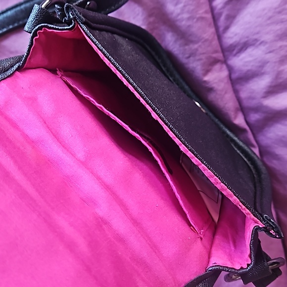 Mark / Avon black crossbody minibag with silvertone metal studs on front flap - Picture 7 of 16